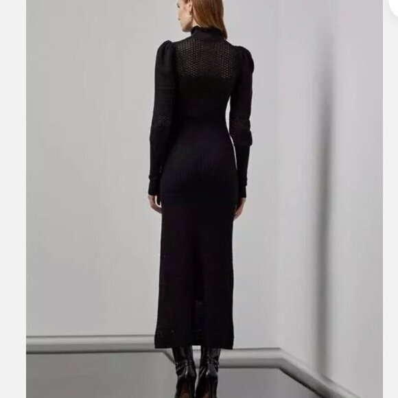 Ralph Lauren Purple Label Lace Cashmere-Silk Blend Puff-Sleeve Cocktail - Picture 3 of 15